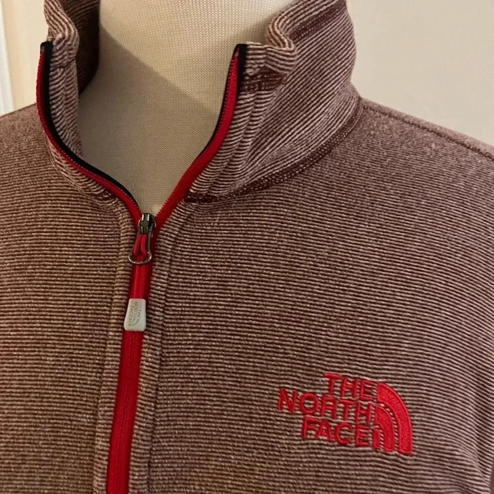 North face 3/4 zip shirt-Men’s Size Medium, Maroon and white striped